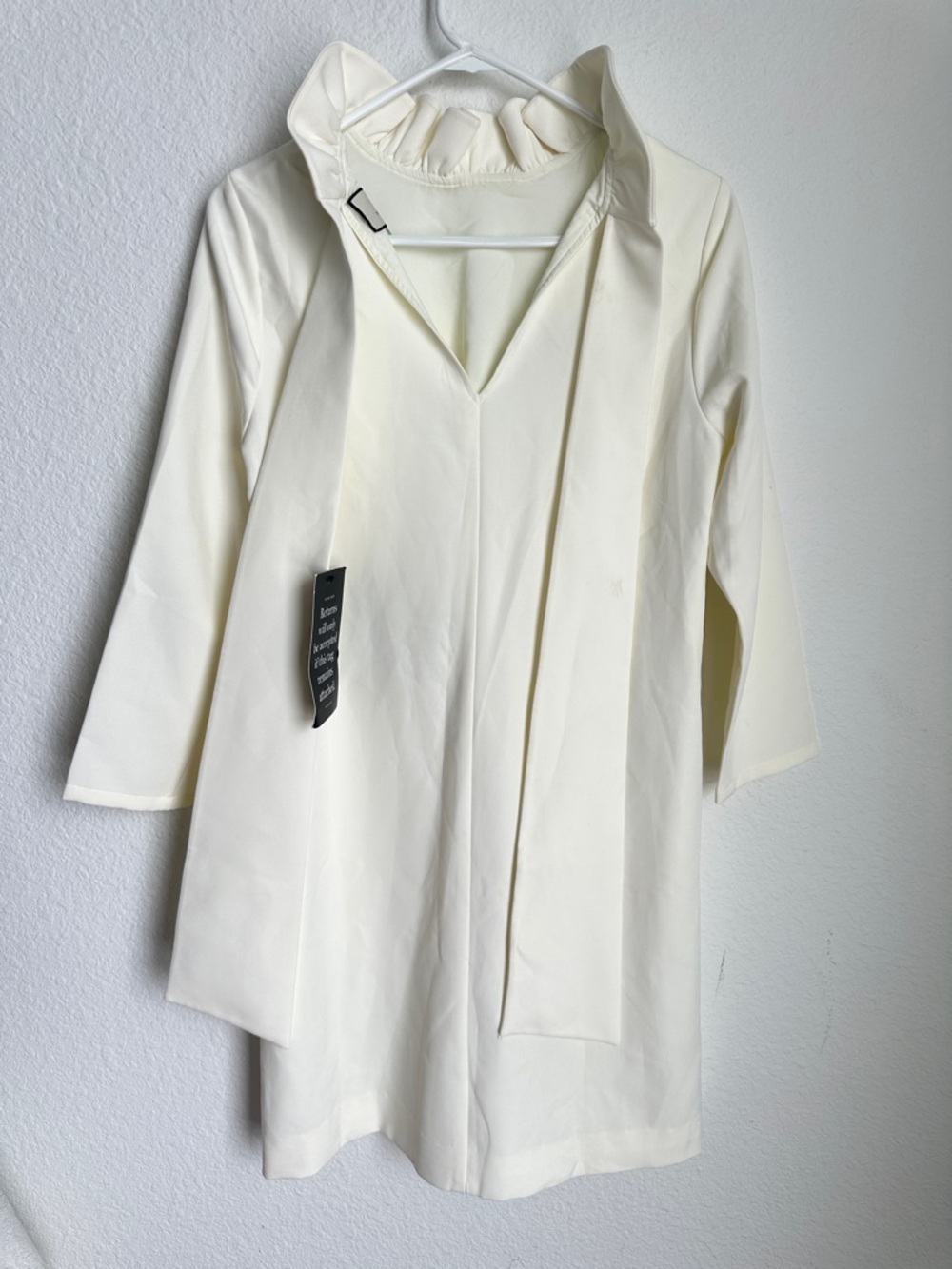 Pomander Place white Daphne Dress Tuckernuck sz Small Long Sleeve Ruffle Collar - Picture 8 of 16